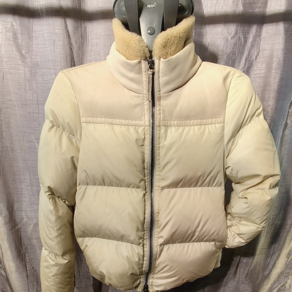 COPY - Coach 83124 Legacy Bomber w/ Lamb Shearling & Leather Trim Creme Jacket …